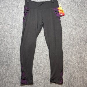 Take A Walk Women's Black and Purple Leggings Size Large NWT